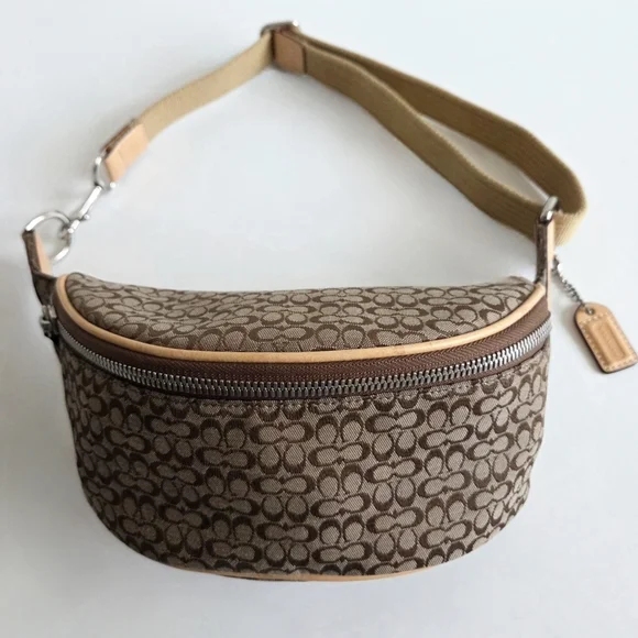 Coach Y2K Logo Fanny Pack Belt Bag, Neutral Tan Canvas & Leather Babe Vibes - Picture 4 of 16